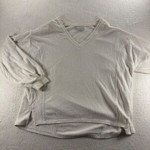 Urban Outfitters Textured V-Neck Long Sleeve‎ Cream Pullover Top Size L-G Boho